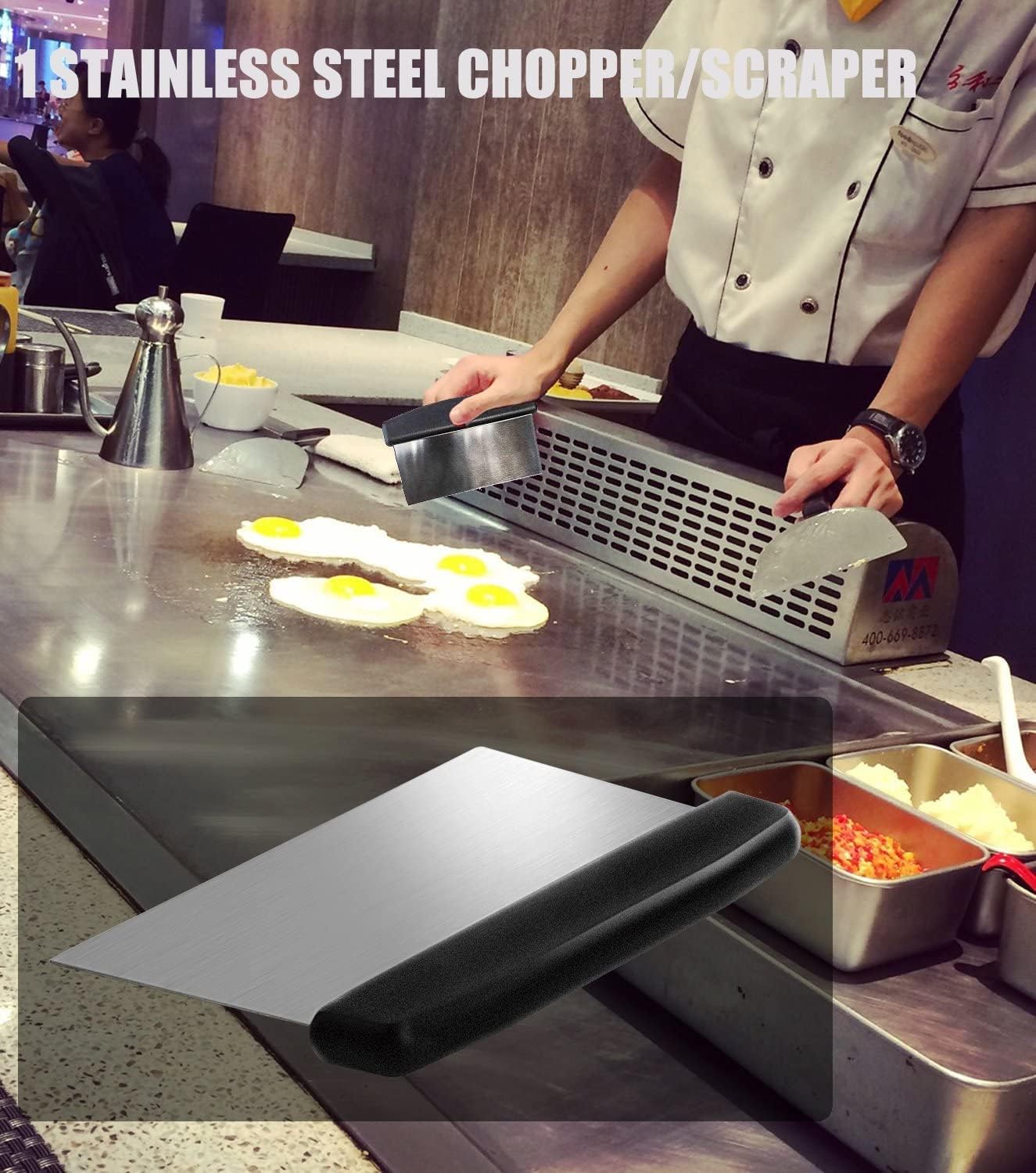 Juego de Utensilios para Parrilla y Plancha – Kit de Herramientas de BBQ de 6 Piezas de Acero Inoxidable