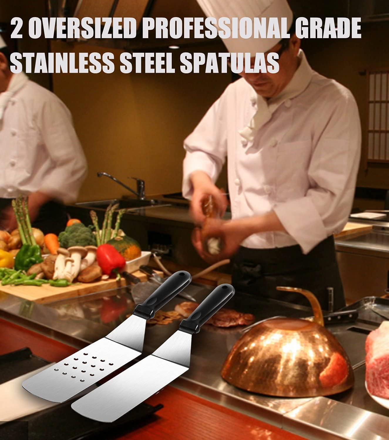 Juego de Utensilios para Parrilla y Plancha – Kit de Herramientas de BBQ de 6 Piezas de Acero Inoxidable