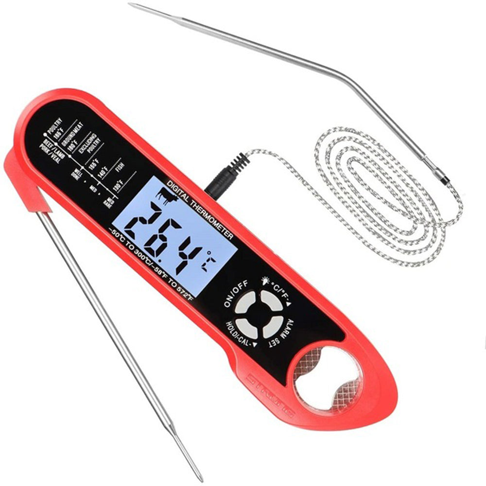 Meat Food Thermometer Instant Read Oven Safe 2 in 1 Dual Probe Digital Food Thermometer with Alarm Backlight for Kitchen Cooking Grilling Smoking BBQ