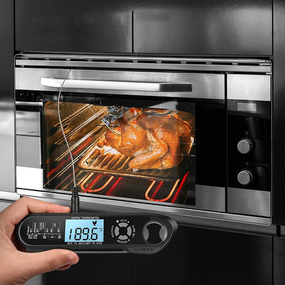 Meat Food Thermometer Instant Read Oven Safe 2 in 1 Dual Probe Digital Food Thermometer with Alarm Backlight for Kitchen Cooking Grilling Smoking BBQ