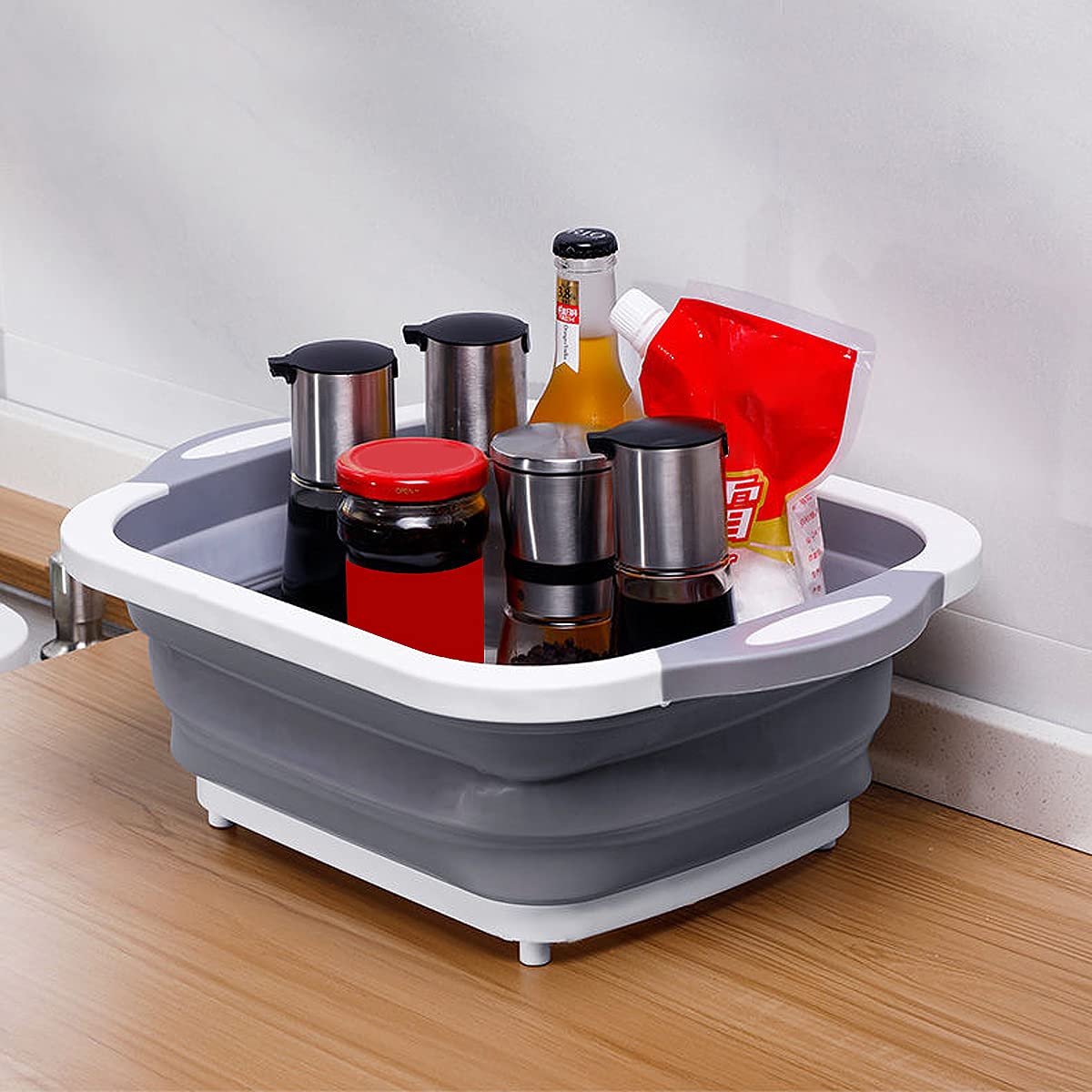 Tabla de Cortar 3 en 1 Plegable con Cesta de Drenaje – Gris