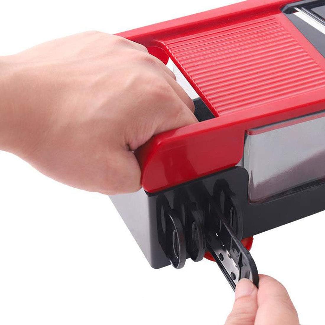 Cortador y Picador de Verduras Manual Multifuncional – 6 Cuchillas, Rojo
