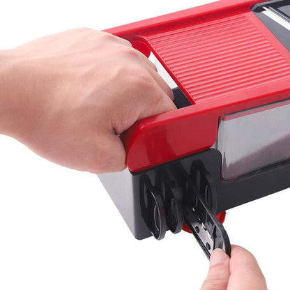Cortador y Picador de Verduras Manual Multifuncional – 6 Cuchillas, Rojo