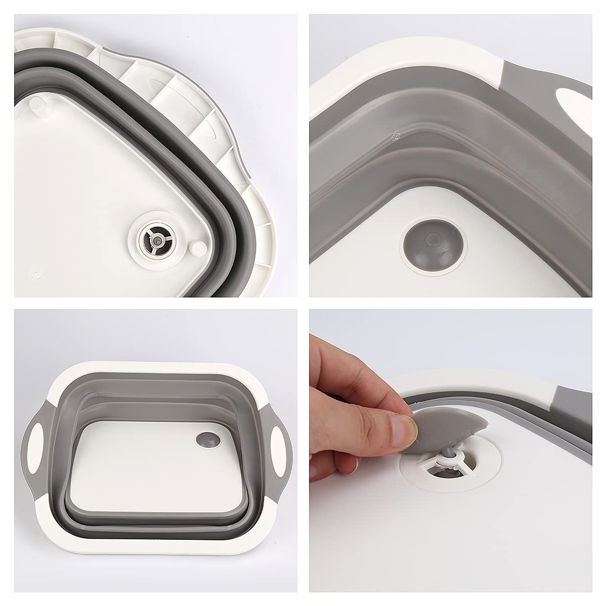 Tabla de Cortar 3 en 1 Plegable con Cesta de Drenaje – Gris