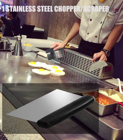 Juego de Utensilios para Parrilla y Plancha – Kit de Herramientas de BBQ de 6 Piezas de Acero Inoxidable