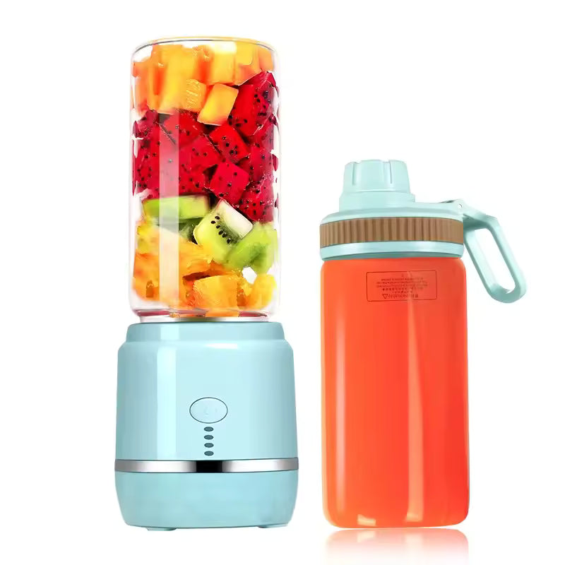 Licuadora Portátil USB – Vaso de Vidrio de 400ml, Recargable, Ideal para Viajes