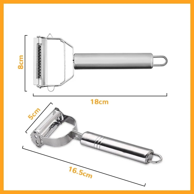 Stainless Steel Vegetable Peeler - Multifunctional Kitchen Shredder for Fruit and Potatoes - Durable Household Tool for Carrot Peeling and Slicing