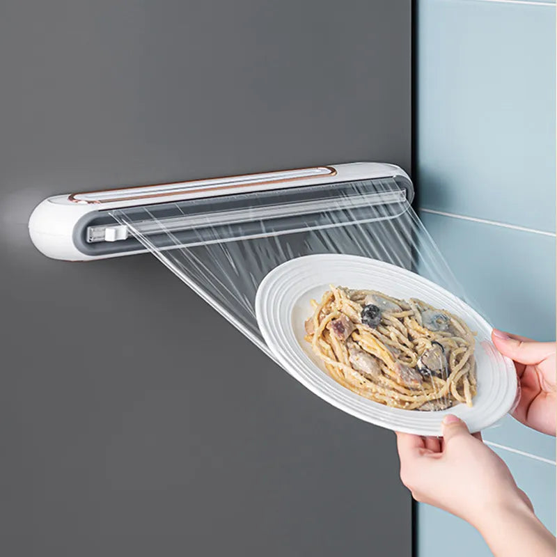 Magnetic Refillable Wrap Dispenser With Cutter - Kitchen Tool for Plastic Wrap, Tin Aluminum Foil, Film Wrap - Ideal for Efficient Food Storage and Easy Cutting