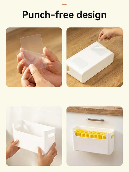 WORTHBUY - Multifunctional Plastic Kitchen Storage Organization Box, Wall-Mounted and Punch Free - Convenient Storage Solution for Kitchen Accessories