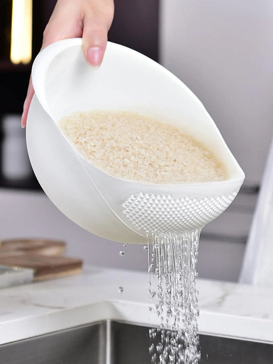 1PC-Silicone - Colander Rice Bowl, Fruit Bowl, Drain Basket with Handle, Home Kitchen Organizer - Perfect for Washing and Draining Foods
