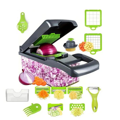 Cortador de Verduras Multifuncional 16 en 1 con Rallador y Rebanador
