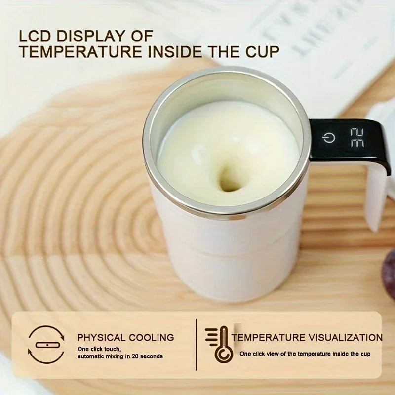 Taza Eléctrica con Agitación Magnética, Tapa y Pantalla Digital