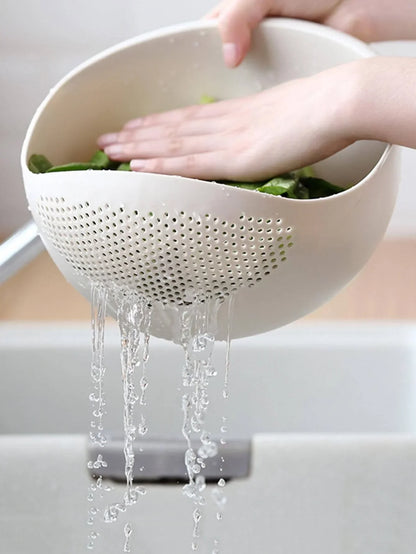 1PC-Silicone - Colander Rice Bowl, Fruit Bowl, Drain Basket with Handle, Home Kitchen Organizer - Perfect for Washing and Draining Foods
