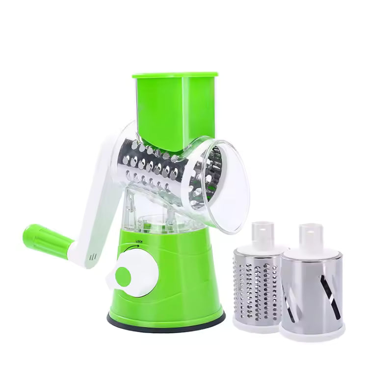Cortador de Verduras Manual con 3 Cuchillas Ralladoras – Verde
