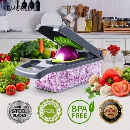 Cortador de Verduras Multifuncional 16 en 1 con Rallador y Rebanador