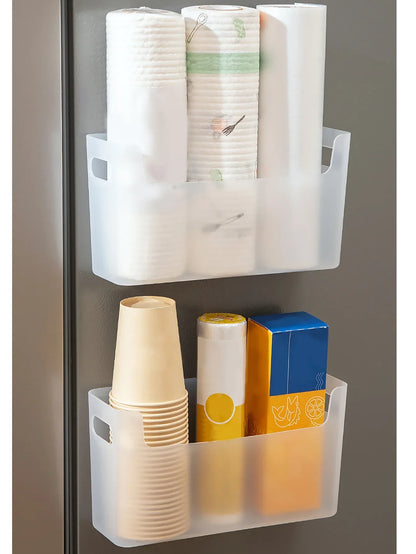 WORTHBUY - Multifunctional Plastic Kitchen Storage Organization Box, Wall-Mounted and Punch Free - Convenient Storage Solution for Kitchen Accessories