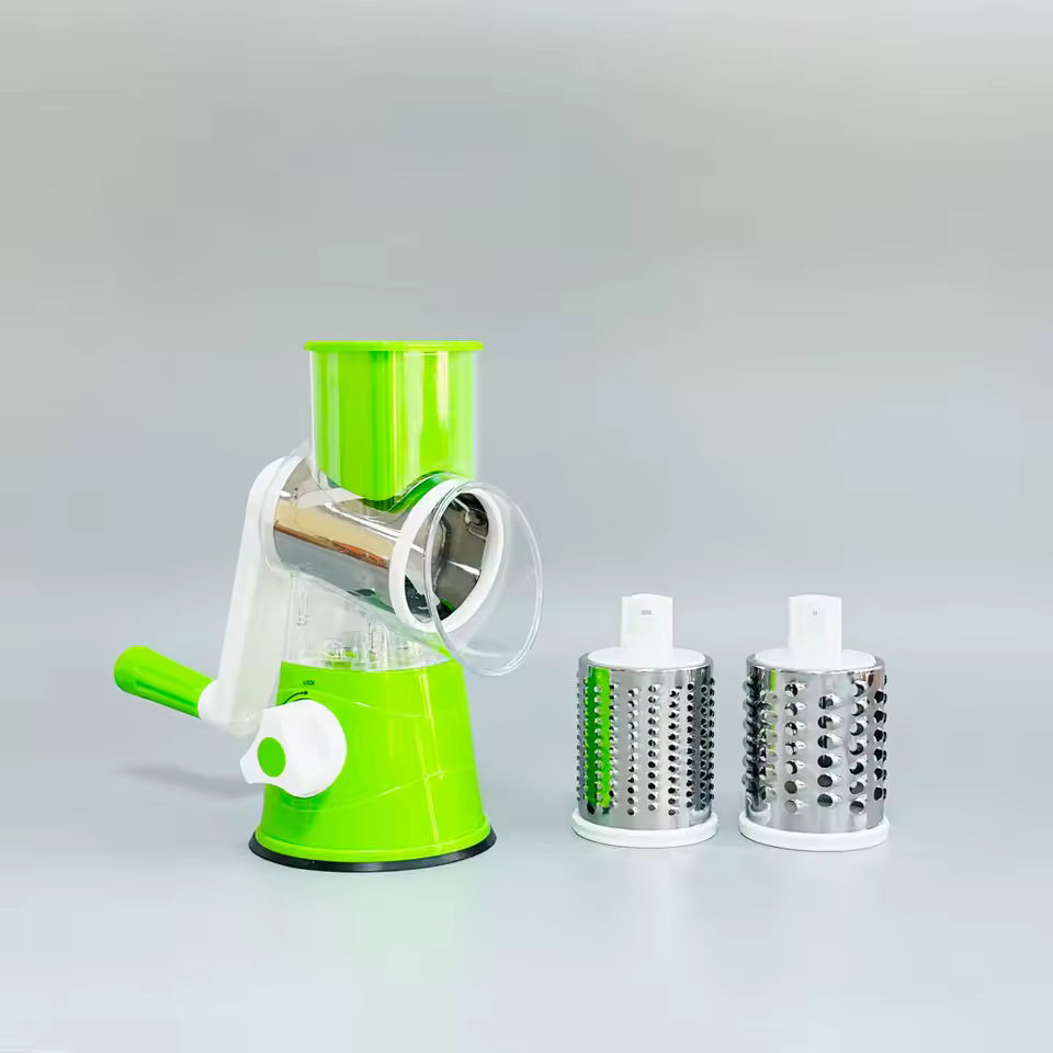 Cortador de Verduras Manual con 3 Cuchillas Ralladoras – Verde
