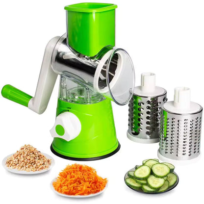 Cortador de Verduras Manual con 3 Cuchillas Ralladoras – Verde