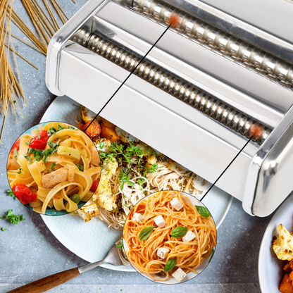 Máquina Manual para Hacer Pasta Casera de Acero Inoxidable – Ajustable 2 en 1